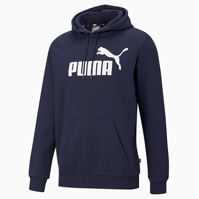 Moletom Puma Flanelado, com capuz, Infantil - Azul Marinho/ logo branco