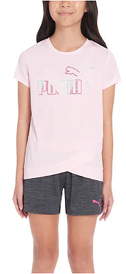 Conjunto Puma - Camiseta e Short esportivo (Rosa/Cinza)