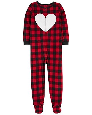 Pijama/Macacão de inverno Carter's (Plush/ Fleece) - Coração