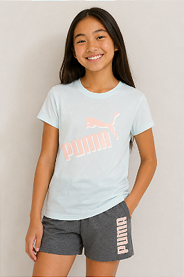 Conjunto Puma - Camiseta e short esportivo (Verde Claro/Cinza)