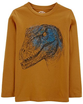 Camiseta OshKosh, manga longa, em algodão - Dinossauro