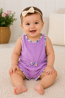 Romper Carter's, tecido absorvente - Floral/ Lilás