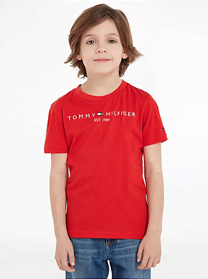 Camiseta Tommy, gola redonda, básica - Vermelho