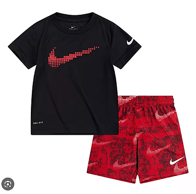 Conjunto Nike Dri-FIT - Camisetas e Short esportivo - Preto/Vermelho
