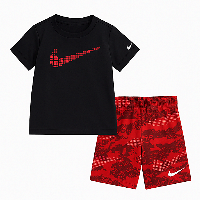 Conjunto Nike Dri-FIT - Camisetas e Short esportivo - Preto/Vermelho