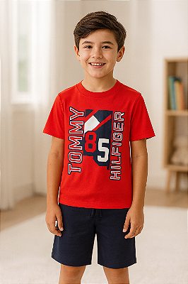 Conjunto Tommy Hilfiger Infantil Menino Original Short Blusa
