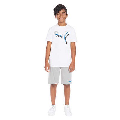 Conjunto Puma - Camiseta e short esportivo (Cinza/Branco)