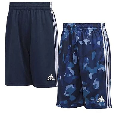 Conjunto Adidas - 2 shorts esportivas - Cinza e Azul