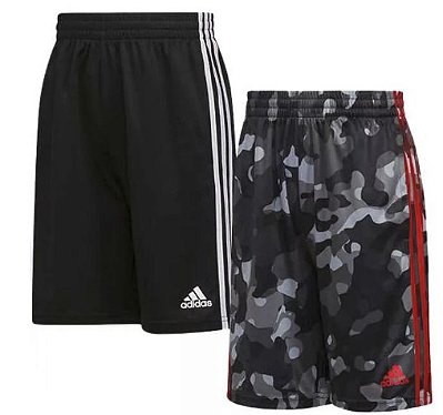 Conjunto Adidas - 2 shorts esportivas - Preto e Camuflado