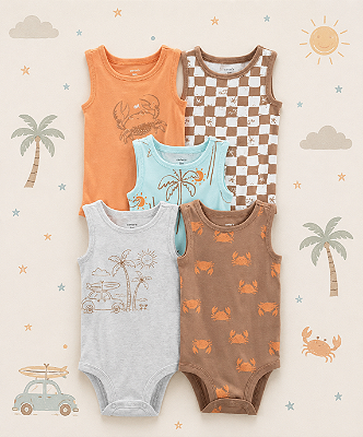 Kit de bodies Carter's - 5 bodies regata - Praiano