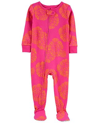 Pijama/Macacão Carter's, de algodão - Rosa/ Laranja