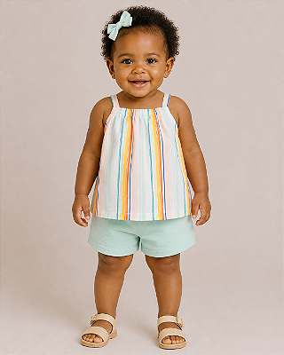 Conjunto Carter's - Bata e short - Listras de verão
