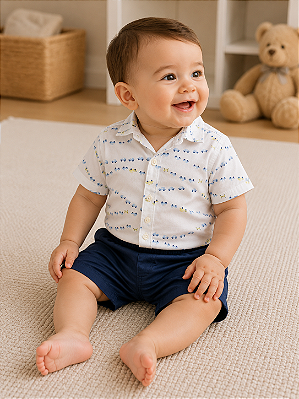 Conjunto Carter's - Camisa e short - Carrinhos/ Azul Marinho