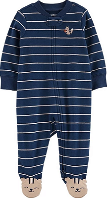 Pijama/Macacão Carter's, de algodão - Esquilo/ Azul