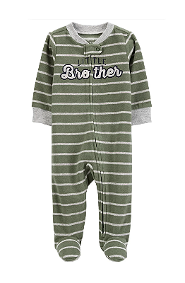 Pijama/Macacão de inverno Carter's (Plush/ Fleece) - Little Brother/ Listrado