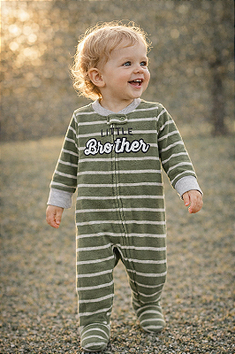 Pijama/Macacão de inverno Carter's (Plush/ Fleece) - Little Brother/ Listrado