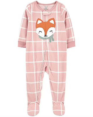 Pijama/Macacão de inverno Carter's (Plush/ Fleece) - Raposa/ Xadrez