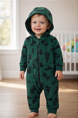 Macacão de inverno Carter's (Plush/ Fleece) - Verde/ Preto