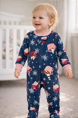Pijama/Macacão de inverno Carter's (Plush/ Fleece) - Chocolate quente