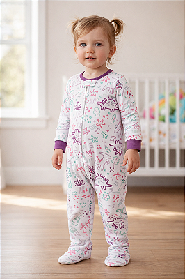 Pijama/Macacão de inverno Carter's (Plush/ Fleece) - Dino