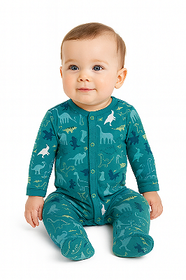 Pijama Carter’s Algodão Macacão com Pezinhos – Dinossauros/ Azul