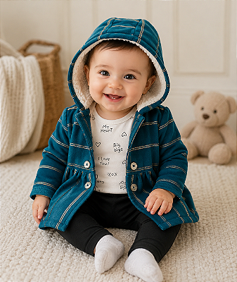 Conjunto Carter's de inverno - Agasalho, body e legging - Listras Douradas