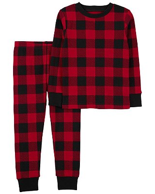 Pijama Carter's, 2 peças - Xadrez/ Vermelho
