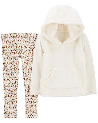 Conjunto Carter's - Agasalho e calça legging - Branco/ Florido