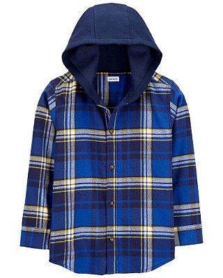 Camisa Carter's, manga longa - Xadrez/ Azul