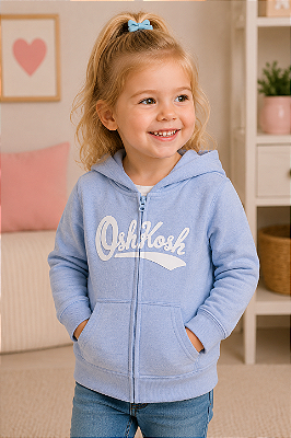 Moletom OshKosh Flanelado, com zíper - Clássico/ Lilás