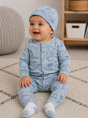 Conjunto Carter's - Pijama, touca e meias - Dogs/ Azul
