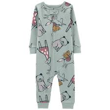 Pijama/Macacão Carter's, de algodão - Animais/ Verde