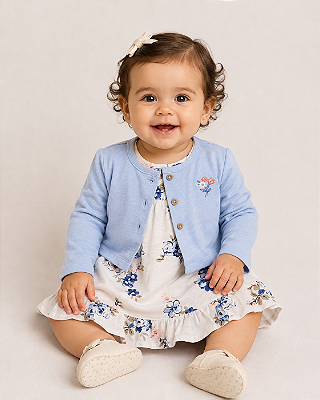 Conjunto Carter's - Body vestido e casaco - Flores
