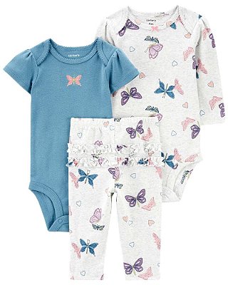 Conjunto Carter's - 2 bodies e calça - Borboletas