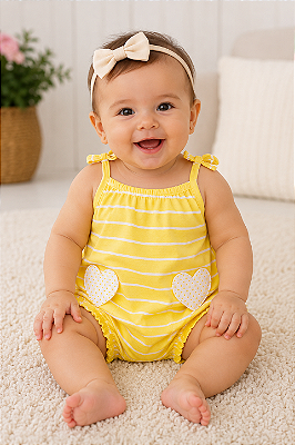 Romper / Macacão Carter’s Algodão de alcinha – Amarelo/ Coração