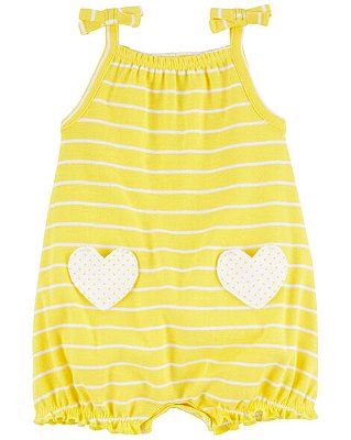 Romper Carter's 100% algodão - Amarelo/ Coração