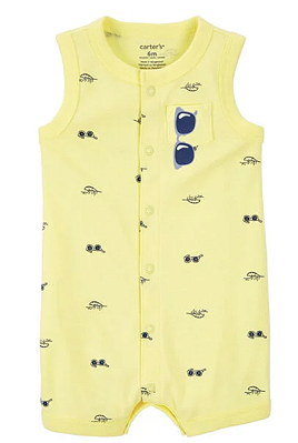 Romper Carter's Regata 100% algodão - Amarelo/ Óculos de sol