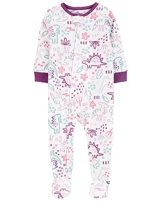 Pijama/Macacão de inverno Carter's (Plush/ Fleece) - Dinossauros/ Rosa