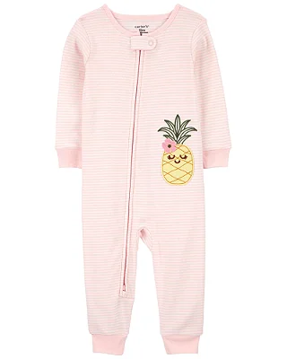 Pijama/Macacão Carter's, de algodão - Abacaxi/ Rosa