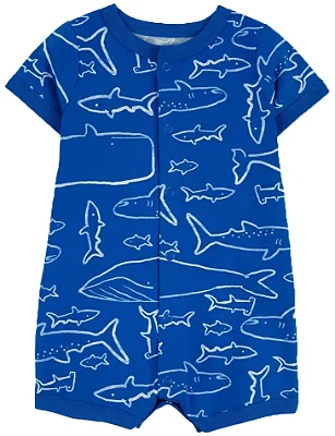 Romper Carter's Regata 100% algodão - Fundo do mar/ Azul