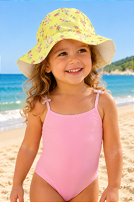 Chapéu infantil dupla face Carter's - Floral/ Branco