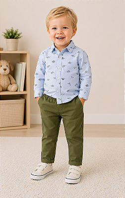Conjunto infantil Carter's - Camisa de manga longa e calça - Dinossauro