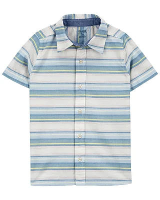 Camisa Carter's, manga curta - Listrado/ Azul