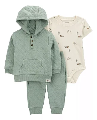 Conjunto Carter's - Colete, body e calça - Verde