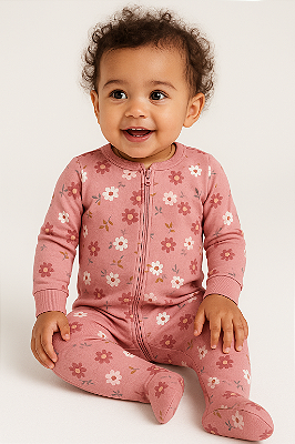 Pijama/Macacão de inverno Carter's (Plush/ Fleece) - Flores