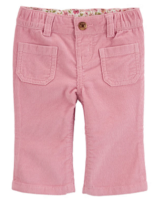 Calça de veludo cotelê para bebê - Rosa