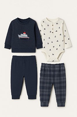 Conjunto Pekkle de inverno - 4 peças / Barquinho
