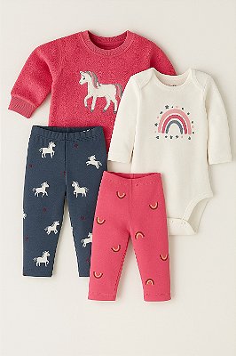 Conjunto Pekkle de inverno - 4 peças / Unicórnio