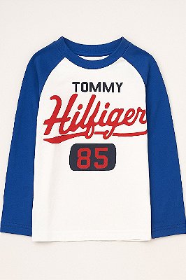 Camiseta Tommy, manga longa, em algodão
