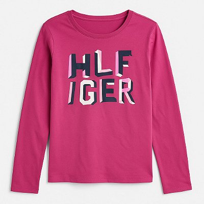 Camiseta Tommy, manga longa, em algodão - Pink